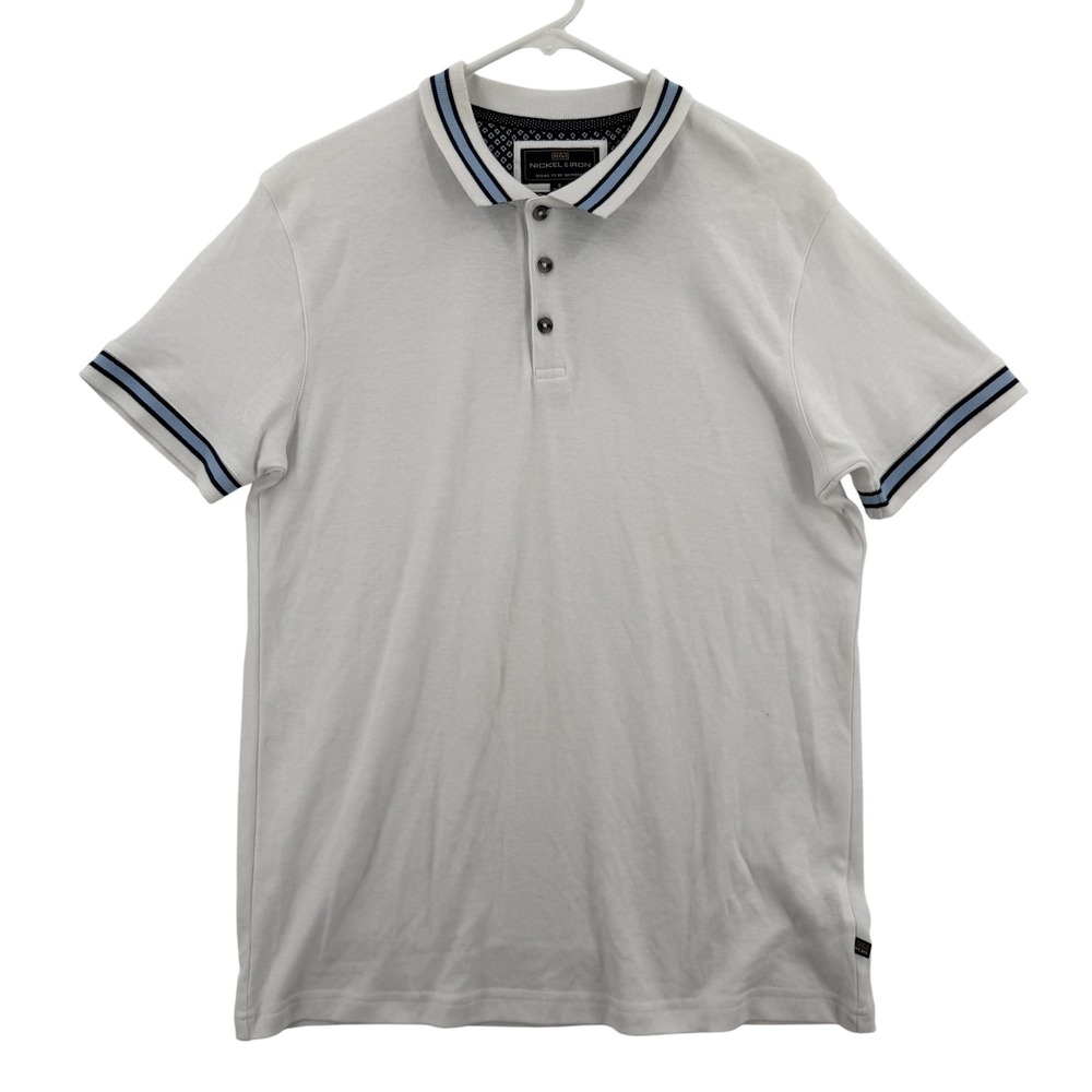 Nickel & Iron Polo Shirt Mens‎ Small White Tipped Collar Contrast Trim Casual